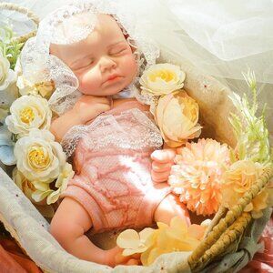 12.21 in Full Silicone Reborn Ivory Baby Girl Dolls Lifelike 2.42LB Weight Baby